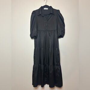 The Pants Store Tiered Black Poplin Dress Size M